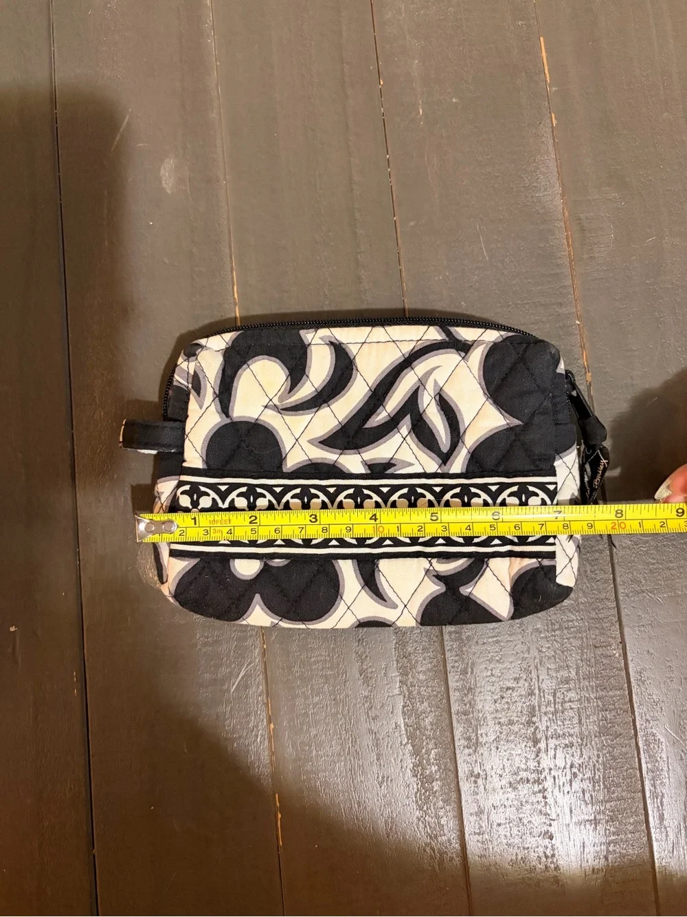 Vera Bradley Black & White Quilted Cosmetic Pouch - Stylish Women's Bag